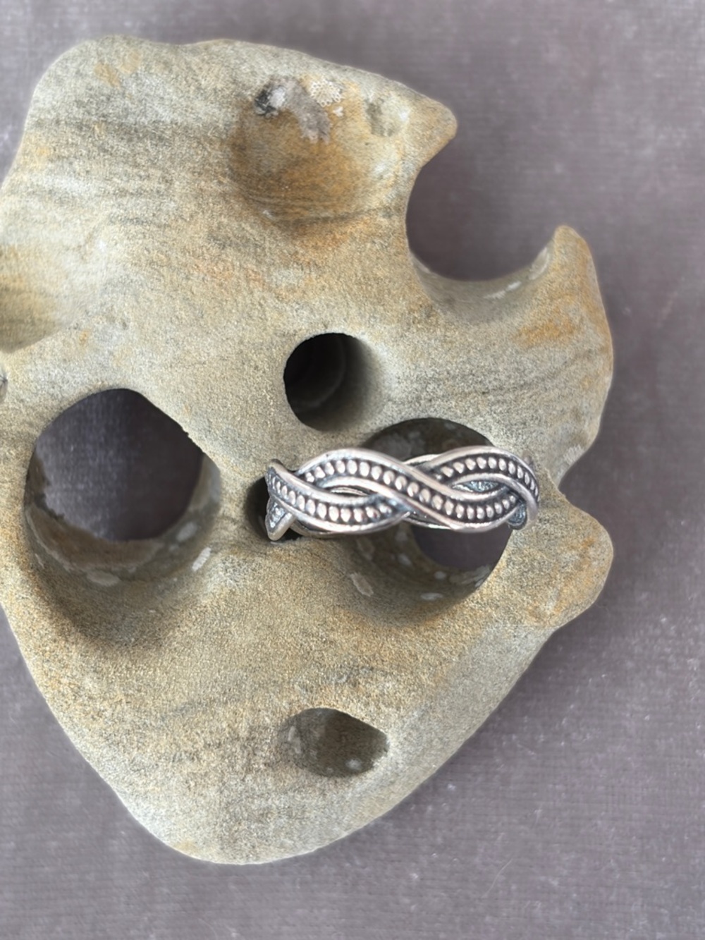 Sundance Twisted Braided Dot Accent Ring - Silver